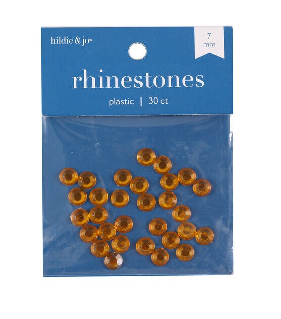 7mm Orange Round Plastic Rhinestones 30pk by hildie & jo, , hi-res, image 1
