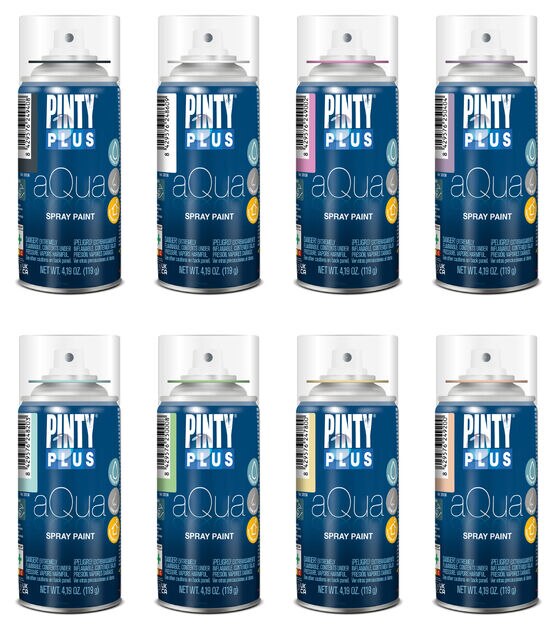  Pintyplus Aqua Spray Paint - Juego de 8 latas de pintura en  aerosol a base de agua de 4.2 onzas. Acabado ultra mate. Perfecto para  artes y manualidades. Juego de pintura