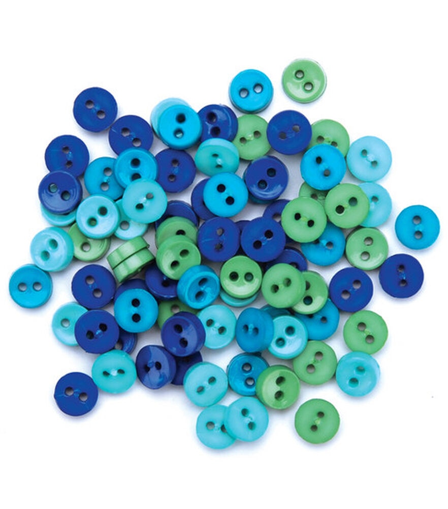 Favorite Findings 75ct Christmas Round 2 Hole Buttons, Mini Ocean, swatch