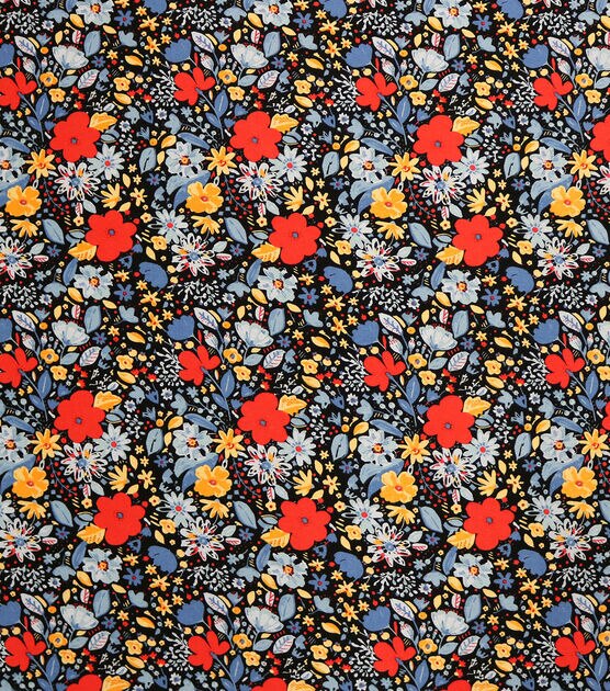 Red Blue Floral Super Snuggle Flannel Fabric, , hi-res, image 1