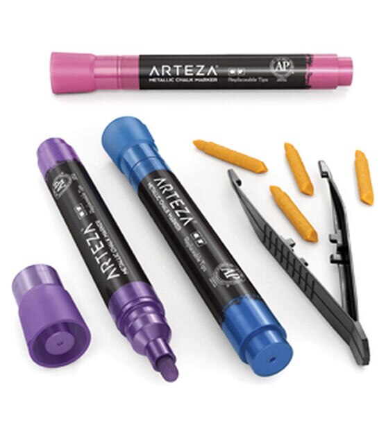 Arteza Liquid Chalk Markers, Metallic - Set of 8