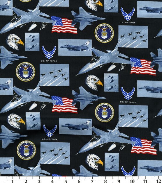 United States Air Force Cotton Fabric  Allover