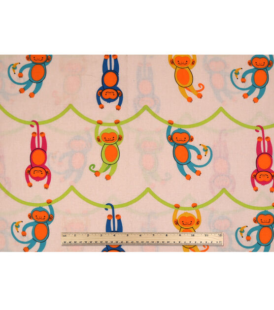 Multicolor Swinging Monkeys Novelty Cotton Fabric by POP!, , hi-res, image 4