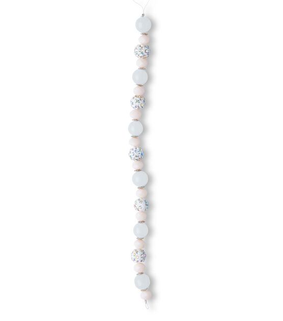 7" Pink & White Glass Bead Strand by hildie & jo, , hi-res, image 2