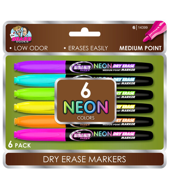 6ct Neon Dry Erase Marker Set