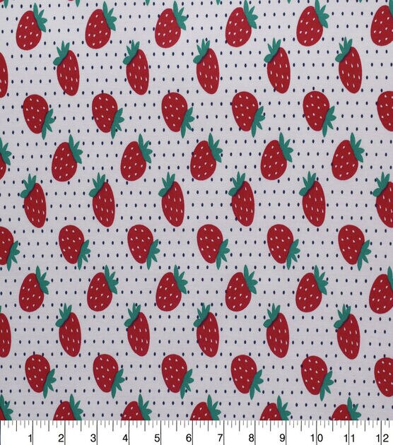 Americana Strawberries on Dots Quilt Cotton Fabric by Quilter's Showcase
