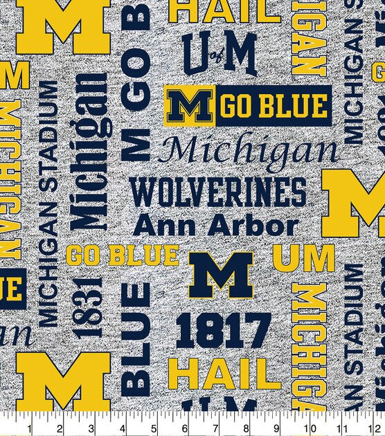 Michigan Wolverines Fleece Fabric Verbiage on Heather, , hi-res, image 2