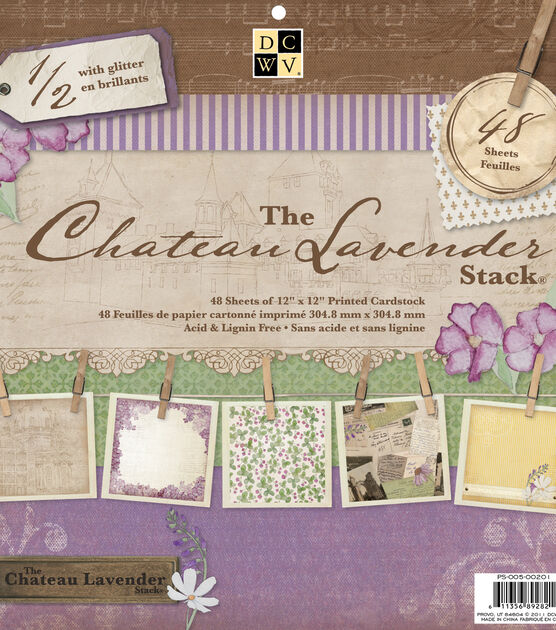 DCWV Chateau Lavender 12in x 12in Printed Cardstock Stack