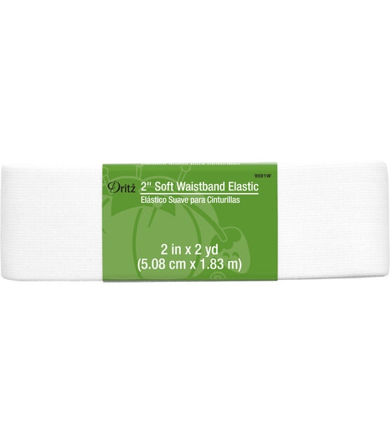 Dritz 2" Soft Waistband Elastic, White, 2 yd