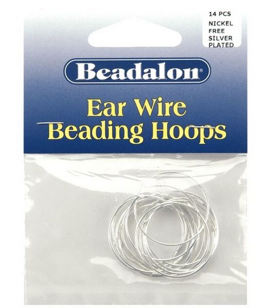 Beadalon 25mm Medium Ear Wire Beading Hoops 12PK Silver Plated