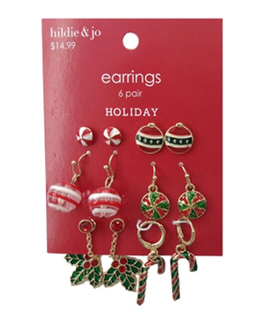 6ct Christmas Holly Leaves & Ornament Dangle Earrings by hildie & jo ...