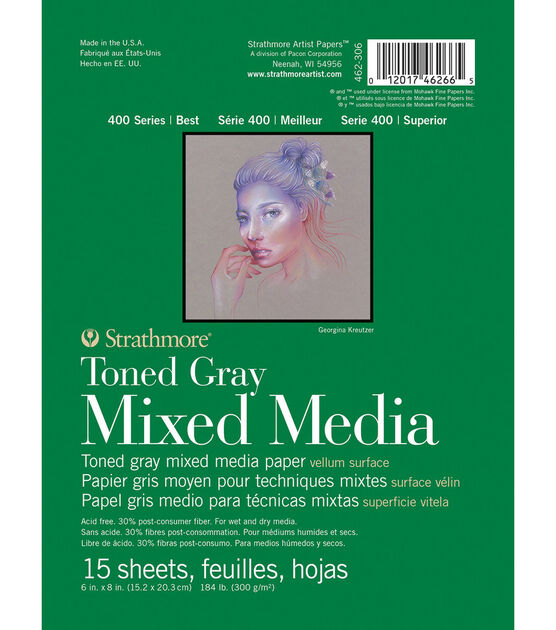 Strathmore Toned Mixed Media Paper Pad Series 400 6 x 8 15 Sheets Gray