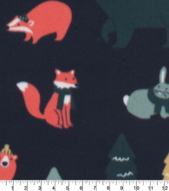 Blizzard Prints Winter Woodland Animals Fleece Fabric, , hi-res, image 3