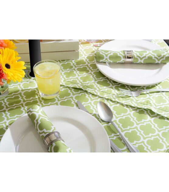 Design Imports Green Lattice Outdoor Tablecloth with Zipper 120", , hi-res, image 7