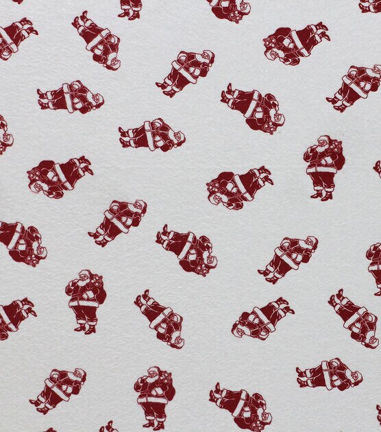 Red Santa on White Super Snuggle Christmas Flannel Fabric