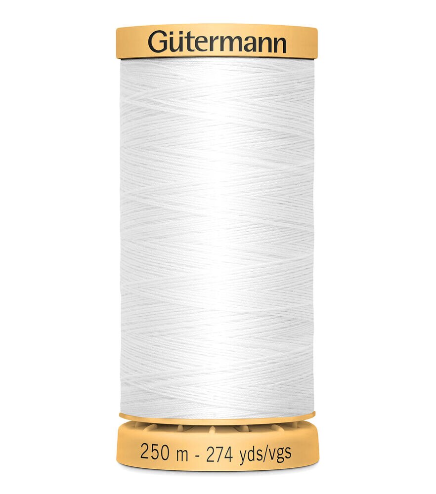 Gutermann Natural Cotton Thread 250M, 1006 White, swatch