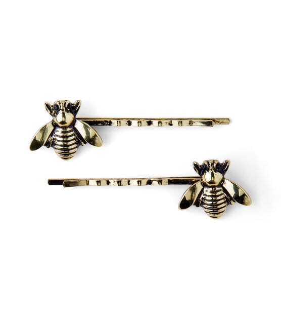 2pk Antique Gold Bee Hairpins by hildie & jo, , hi-res, image 2