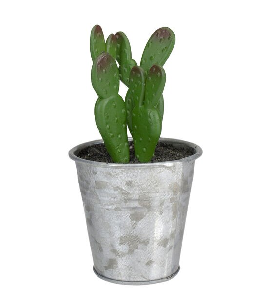 Northlight 5" Tropical Mini Artificial Cactus in Tin Pot, , hi-res, image 1