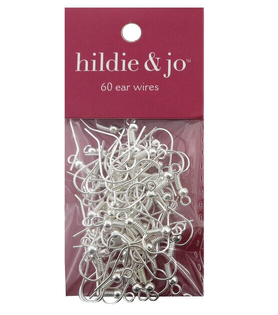 20mm Shiny Silver Metal Ball Fish Hook Ear Wires 60pk by hildie & jo, , hi-res, image 1