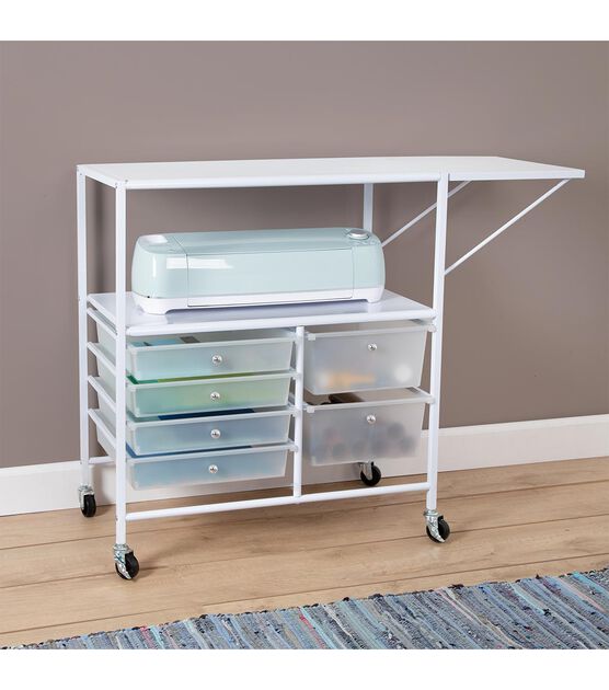 31" Rolling Storage Cart With 6 Drawers & Extended Table by Top Notch, , hi-res, image 2