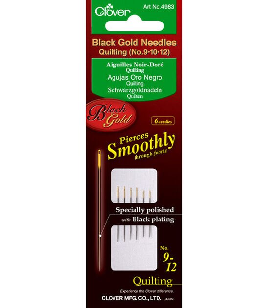 Black Gold Quilting Needles Size 9/10/12 2 Each