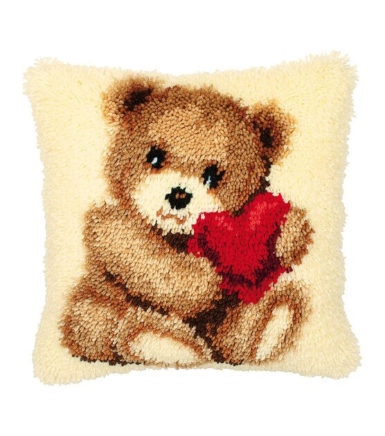 Vervaco Cushion Latch Hook Kit 16''X16'' Bear Cub with Heart, , hi-res, image 3