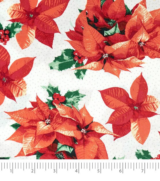 Singer Red Poinsettia & Dots Christmas Cotton Fabric