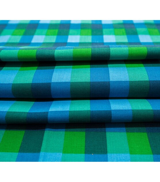 POP! Blue Green Plaid Novelty Cotton Fabric, , hi-res, image 3