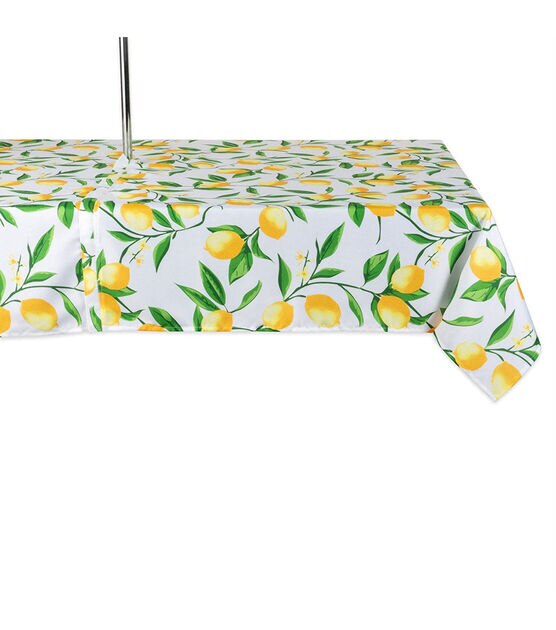 Design Imports Lemon Bliss Outdoor Tablecloth with Zipper 84"
