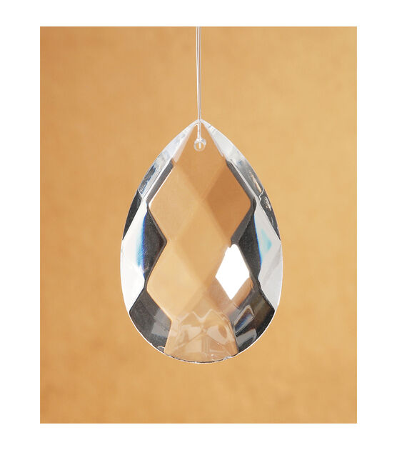 50mm x 29mm Hand Cut Oval Raindrop Crystal Pendant by hildie & jo