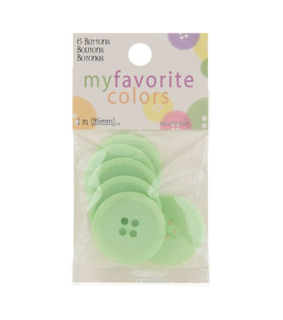 My Favorite Colors 1" Lime Round 4 Hole Buttons 6pk