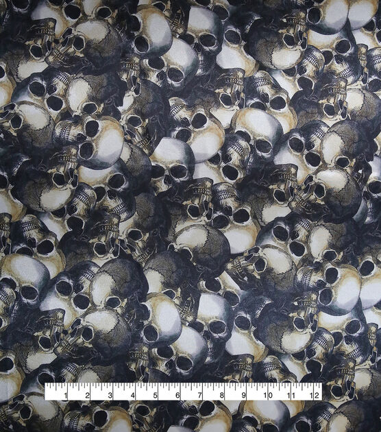 The Witching Hour Packed Skull Print On Satin Halloween Fabric, , hi-res, image 5