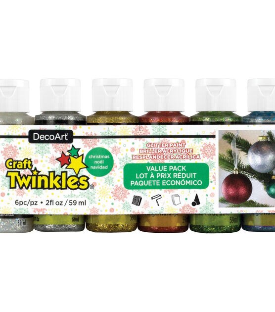 Craft Twinkles Glitter Paint Value Pack 6 Pkg Christmas