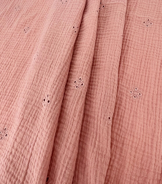 Pink Double Layer Eyelet Bubble Cotton Fabric, , hi-res, image 5