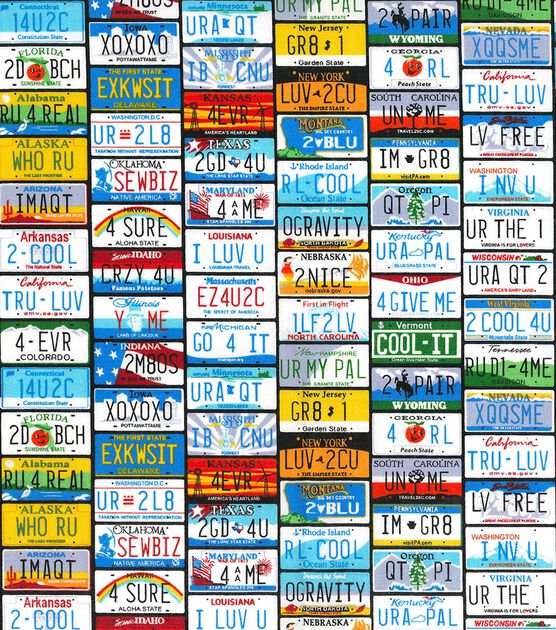 Fabric Traditions Novelty Cotton Fabric State License Plates
