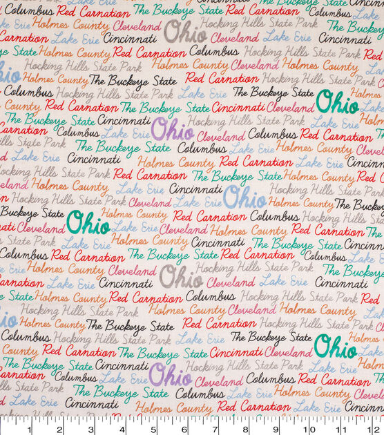 Ohio Cotton Fabric Words