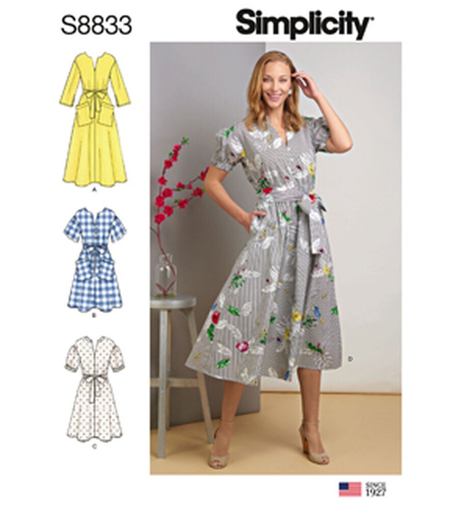 Simplicity S8833 Size 6 to 24 Misses Dress Sewing Pattern, H5 (6-8-10-12-14), swatch