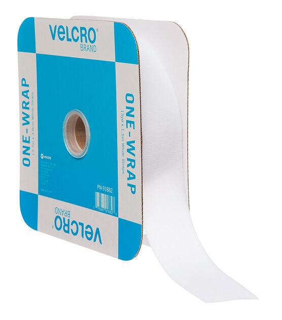 VELCRO Brand ONE WRAP Roll 1 1/2 Inch Tape, White, Flange