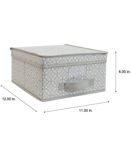 Simplify 11" x 6" Gray Boho Storage Box With Handle, , hi-res, image 3