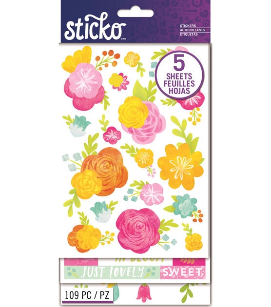 Sticko 109 Pack Flip Stickers Watercolor Flower