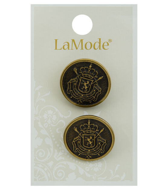 La Mode 7/8" Oxidized Gold Round Shank Buttons 2pk