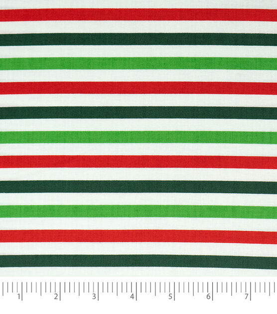 Singer Green & Red Stripes Christmas Cotton Fabric
