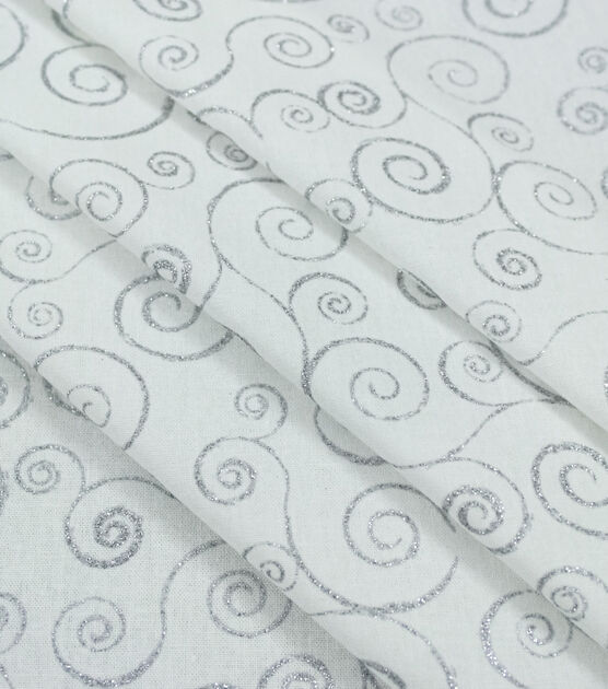 Swirl Vines Christmas Glitter Cotton Fabric, , hi-res, image 4