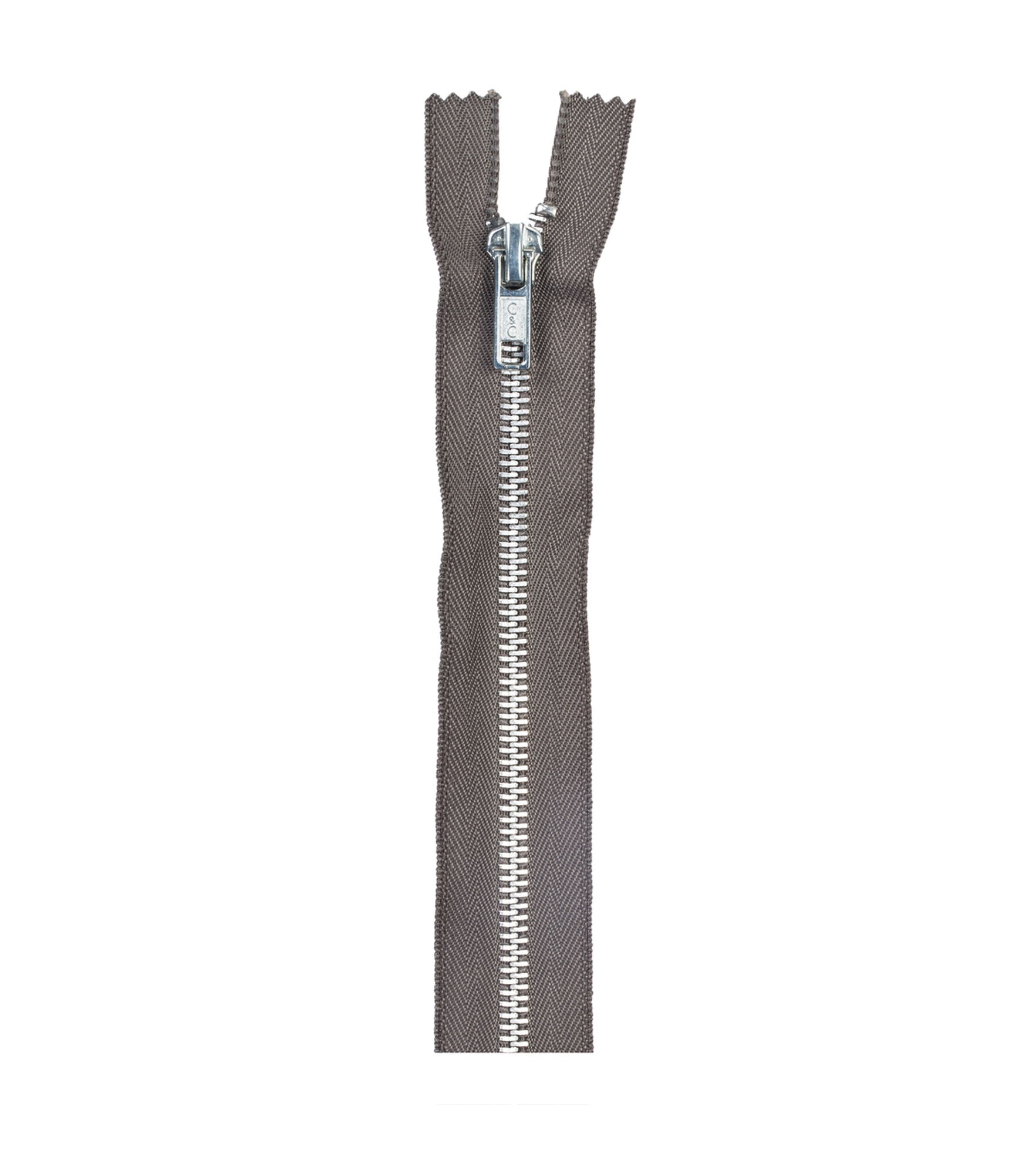Coats & Clark Fashion Aluminum Closed-End Zipper 9", Gray, hi-res