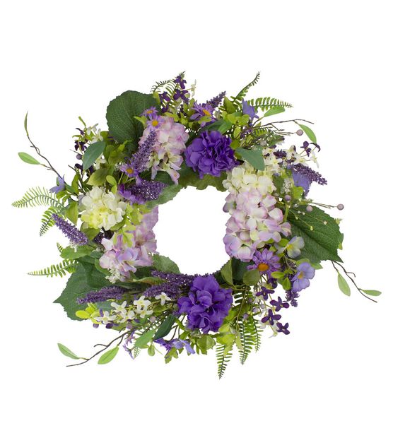 Northlight 26" Spring Purple Hydrangeas & Green Wreath