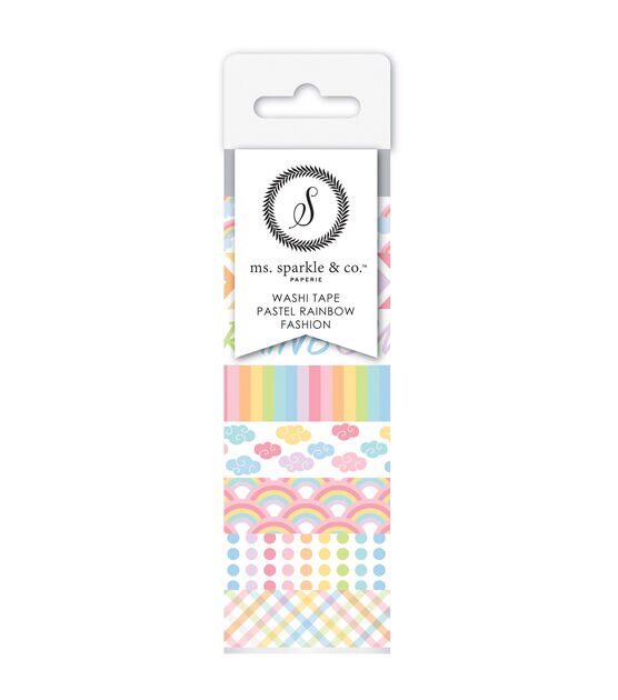 Ms. Sparkle & Co. 8 pk Washi Tapes 0.6 mmx10 yds Pastel Rainbow Fashion