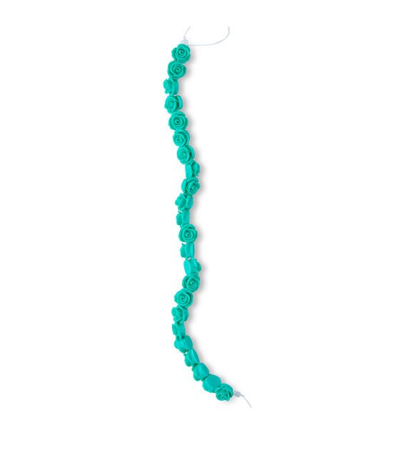 7" Turquoise Resin Carved Rose Bead Strand by hildie & jo, , hi-res, image 2