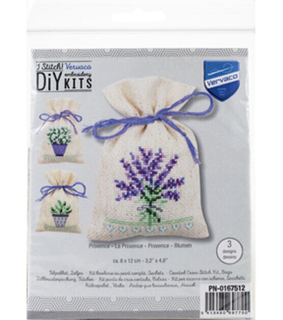 Vervaco 3" x 5" Provence Sachet Bag Counted Cross Stitch Kit 3ct