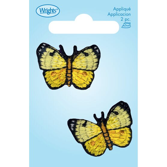 Wrights 2ct Yellow Butterflies Iron On Patches