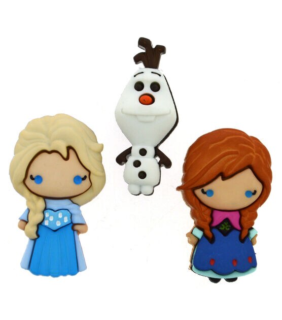 Dress It Up 3ct Plastic Disney Frozen Anna & Elsa Novelty Buttons
